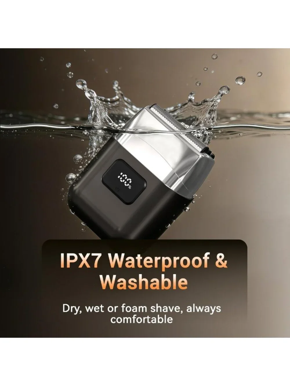 Mini Electric Foil Shaver for Men - 3 Floating Blades, Waterproof, LED Display